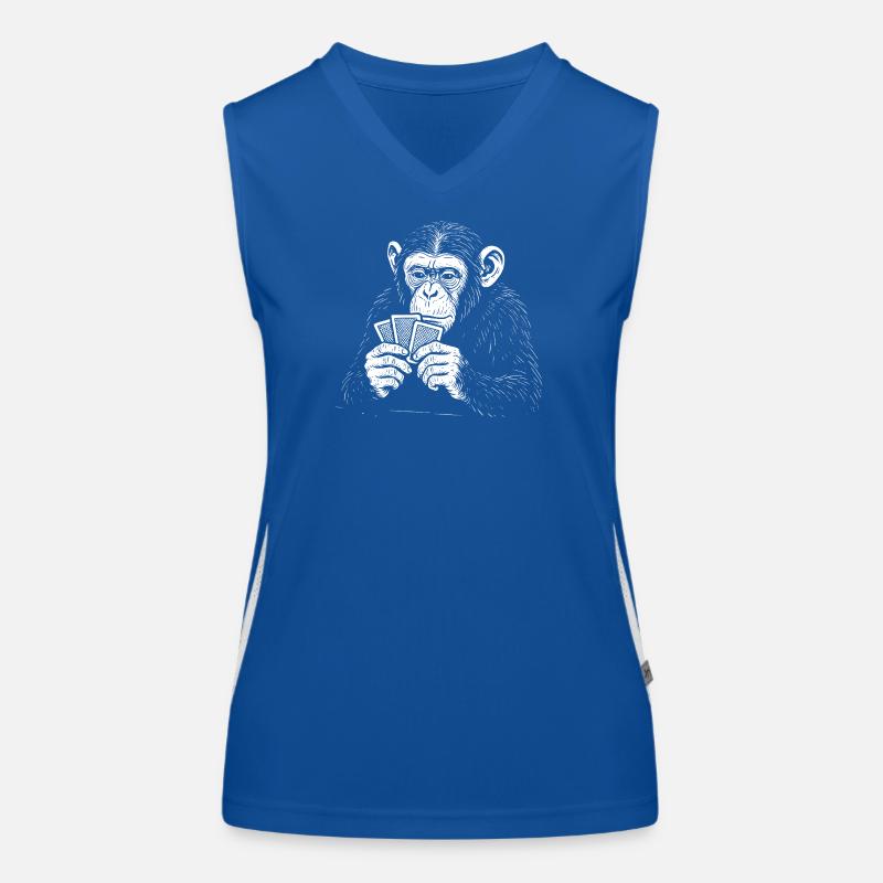 Schimpansespielkarten Funktionelles Kontrast-Tank Top für Frauen