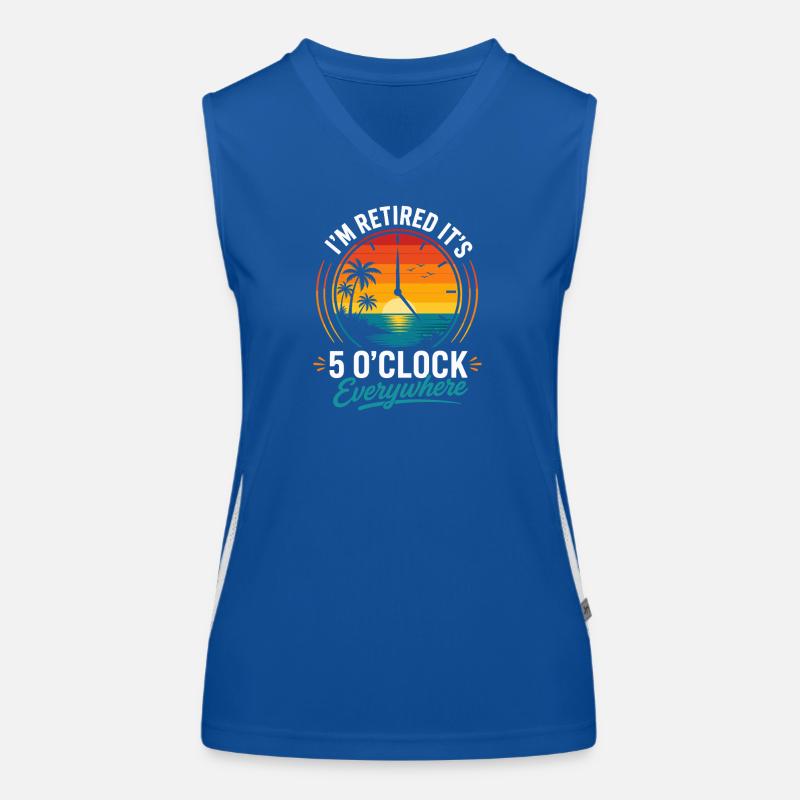 Retirement Beach Clock – 5 p.m. Anywhere Women's Functional Contrast Tank Top