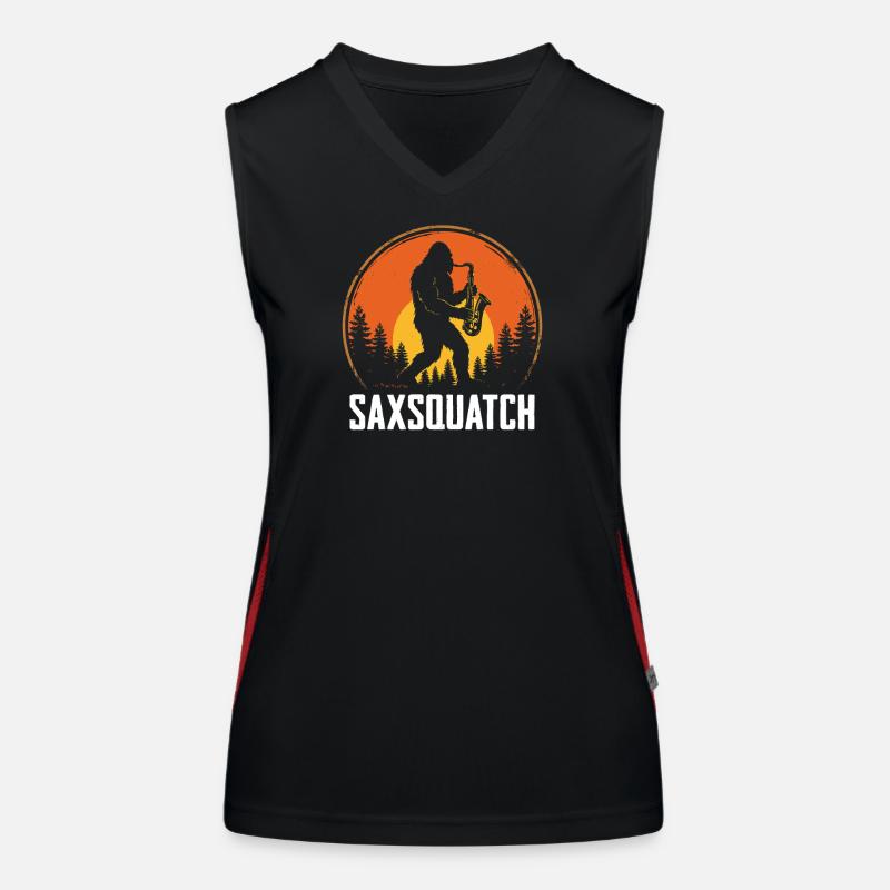 Saxsquatch - Sasquatch Playing Saxophone  Women's Functional Contrast Tank Top