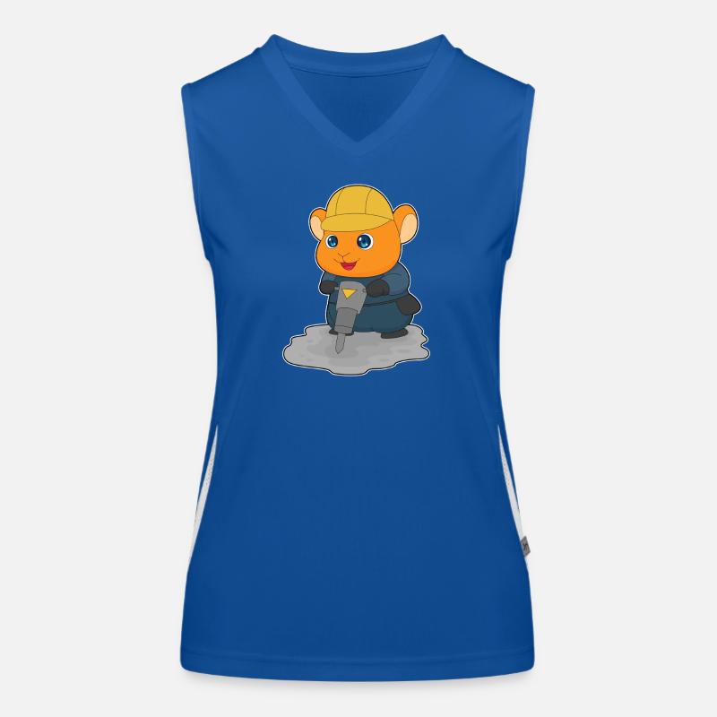 Hamster Construction Worker Jackhammer Construction Site Women's Functional Contrast Tank Top