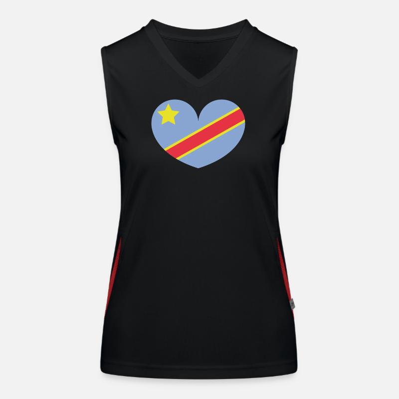 Congo heart flag Women's Functional Contrast Tank Top