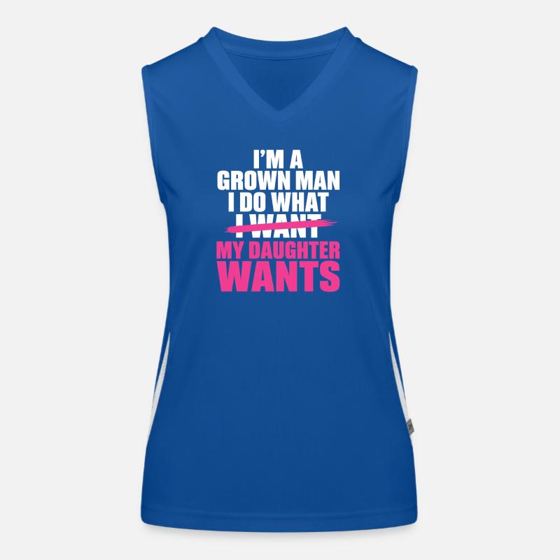 Lustiger Papa, Vater, ich bin ein erwachsener Mann, ich mache was. Funktionelles Kontrast-Tank Top für Frauen