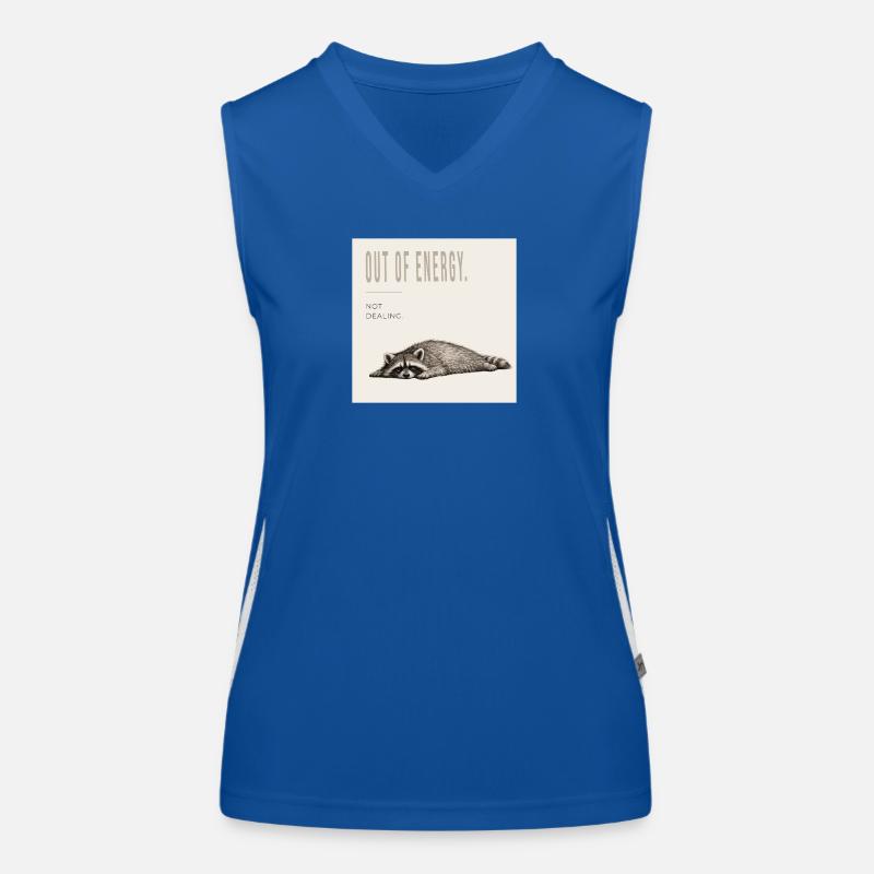Need Coffee Lazy Raccoon Meme Funktionelles Kontrast-Tank Top für Frauen