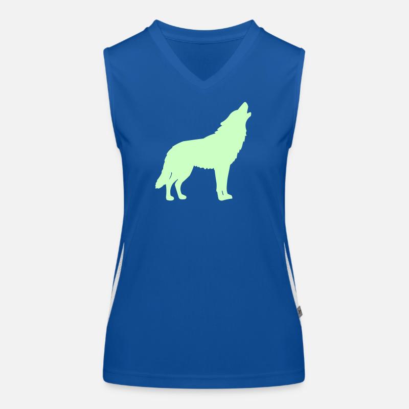 Silhouette de loup vert néon Débardeur respirant contrasté Femme
