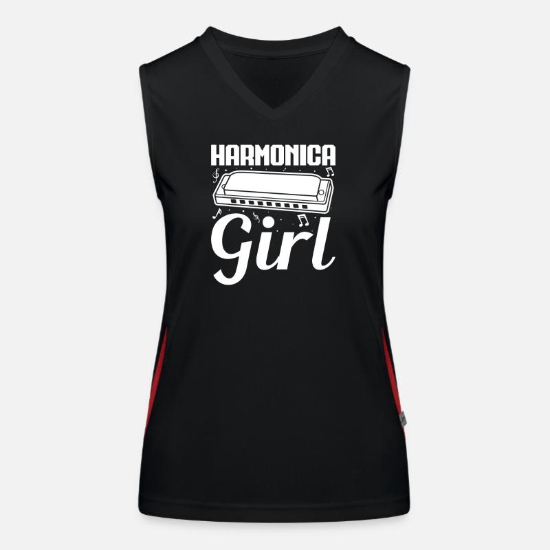 Harmonica Musican Girl Harmonica Funktionelles Kontrast-Tank Top für Frauen