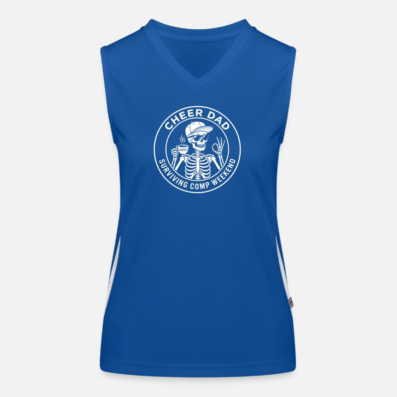 Cheer Dad überlebt das Comp Weekend Skeleton Coffee Funktionelles Kontrast-Tank Top für Frauen