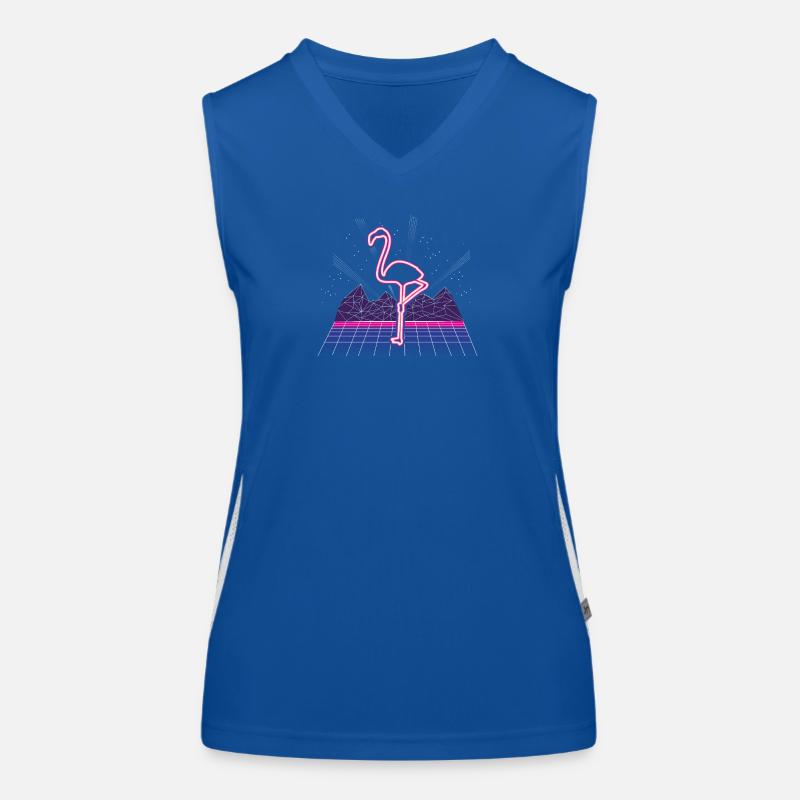 80s Synthwave Neon Flamingo Retro Women's Functional Contrast Tank Top