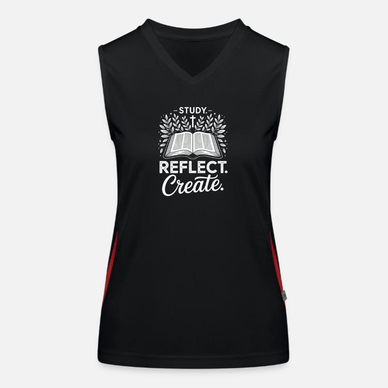 Study Reflect Create: Open Book Laurel - Women's Functional Contrast Tank Top - black/red