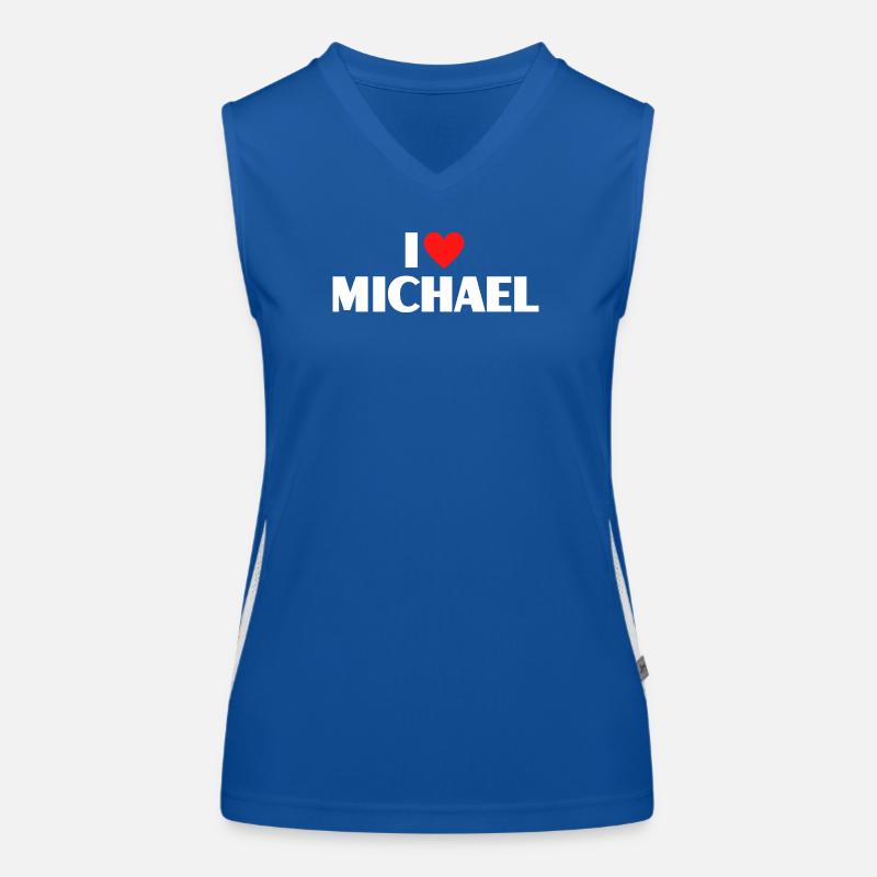 I love Michael Red Heart Romantic Name Fan Women's Functional Contrast Tank Top