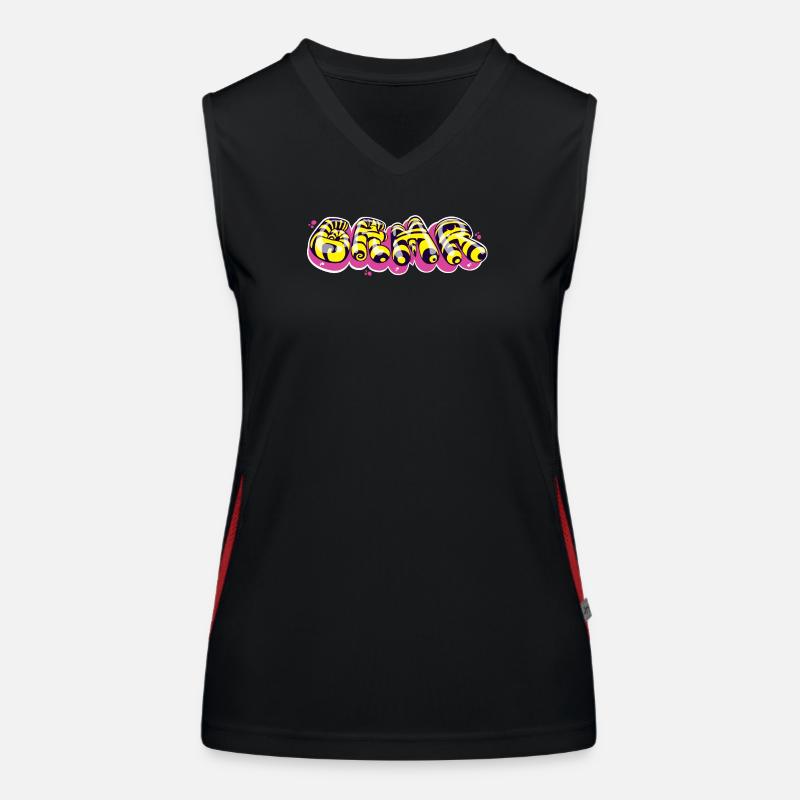 Colorful Graffiti-Style Text Design Women's Functional Contrast Tank Top