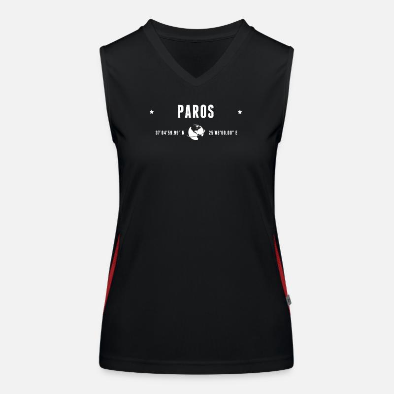 Geographical coordinates: Paros, Greece - Women's Functional Contrast Tank Top - black/red