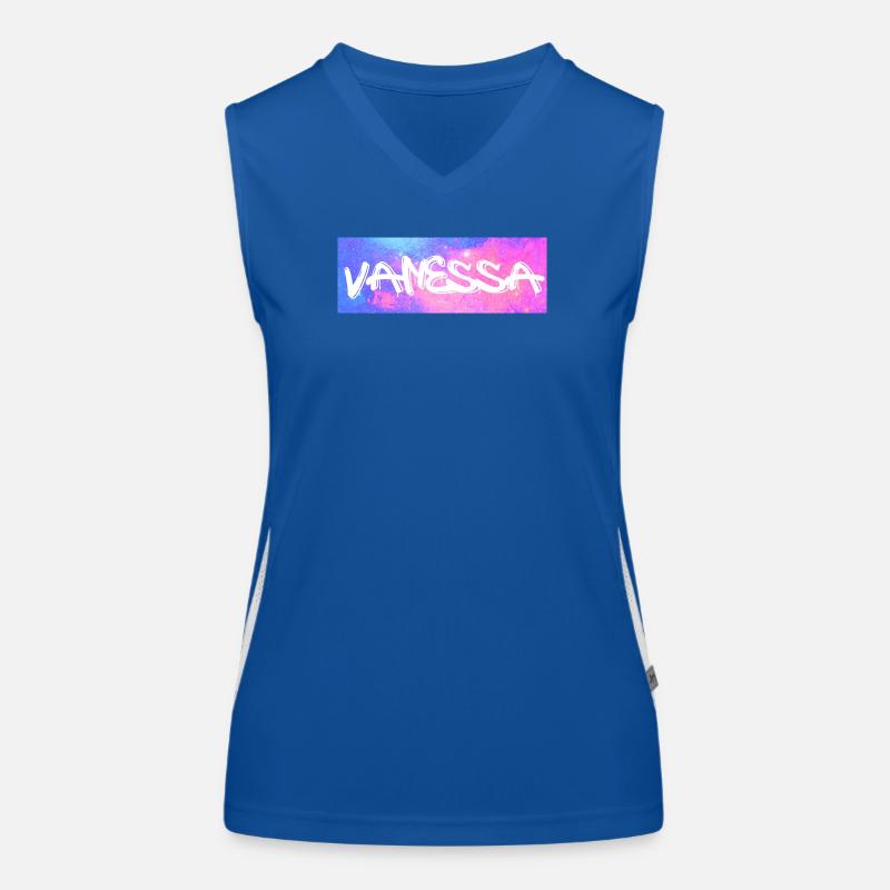Vanessa Name Geschenk Geschenkidee Galaxie Funktionelles Kontrast-Tank Top für Frauen