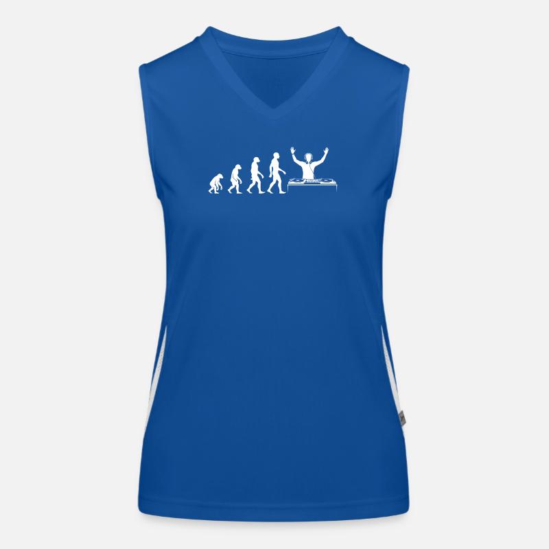 Evolution zum DJ mit Turntable Funktionelles Kontrast-Tank Top für Frauen