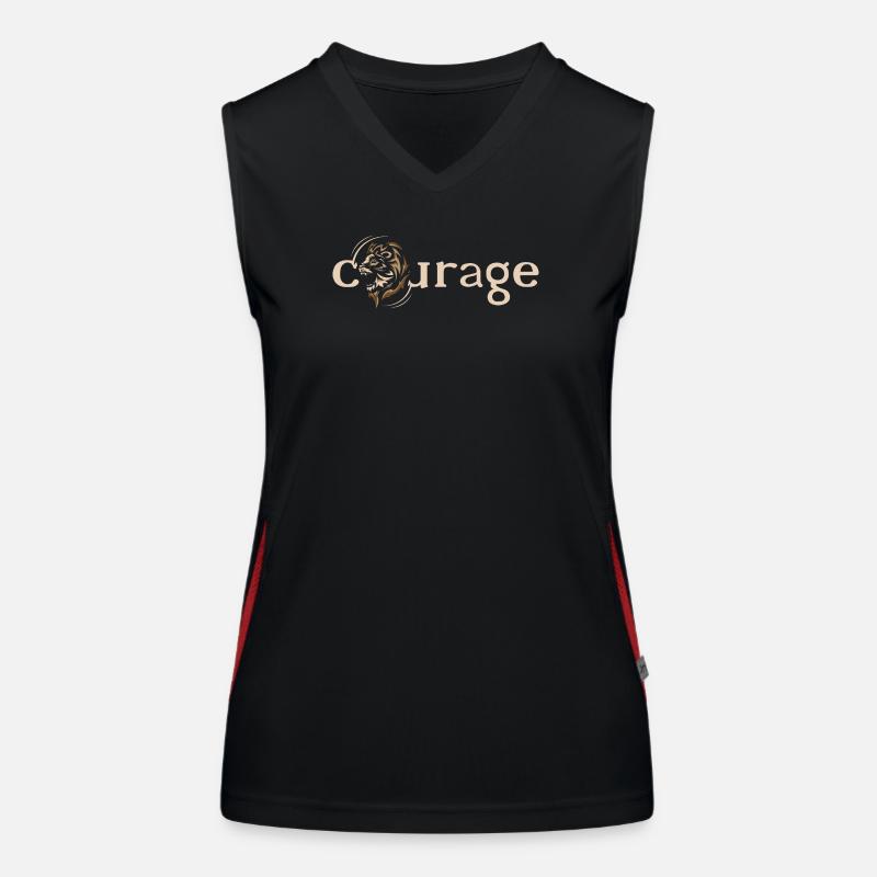 Courage Courage Lion Motivation Force Strength Logo Débardeur respirant contrasté Femme