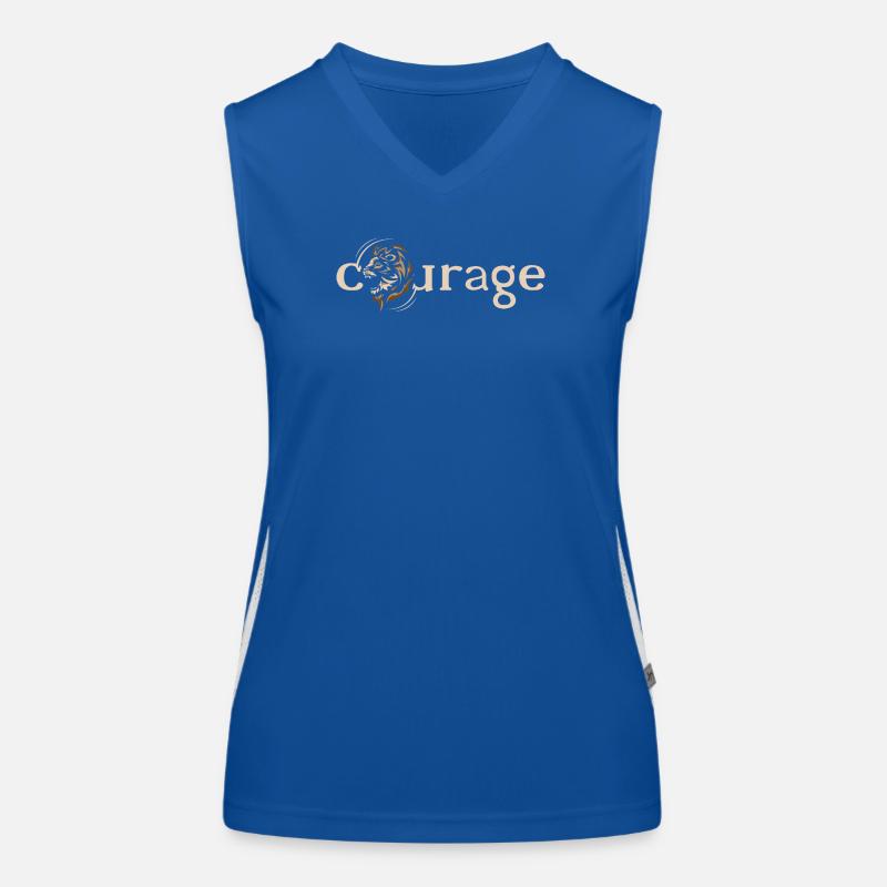 Mut Courage Löwe Motivation Kraft Stärke Logo Funktionelles Kontrast-Tank Top für Frauen