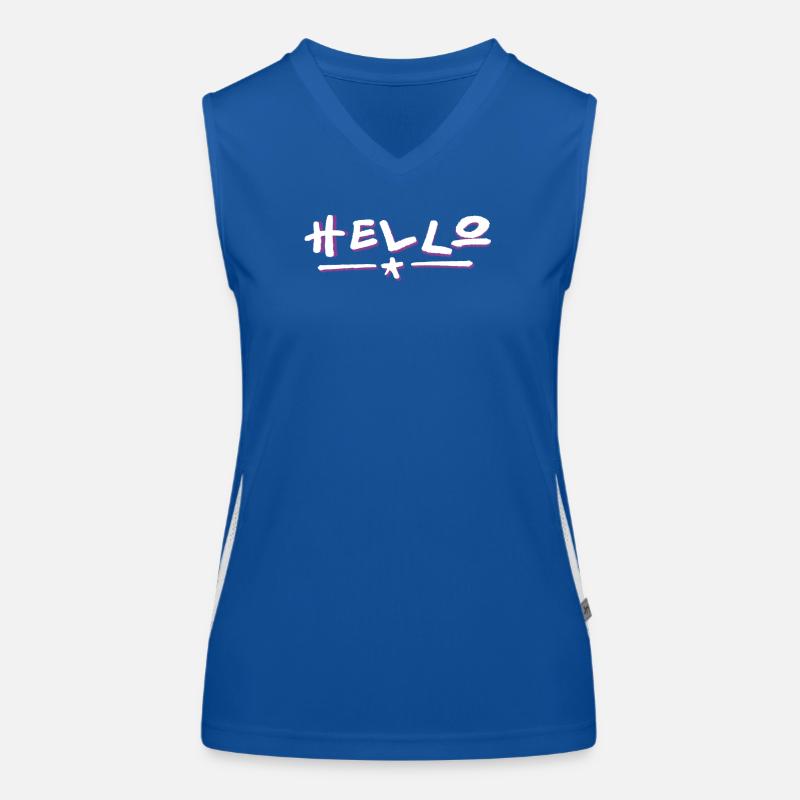 Hello lettering with color gradient Women's Functional Contrast Tank Top