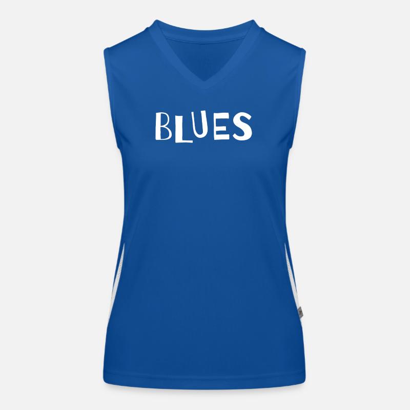 Distressed Blues Typografie Funktionelles Kontrast-Tank Top für Frauen