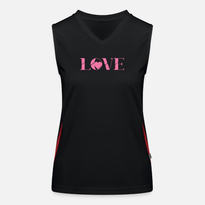 Pink Love Text Design Débardeur respirant contrasté Femme
