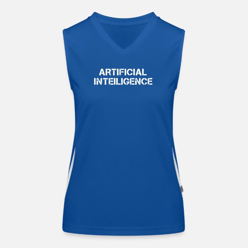 Artificial Intelligence Text Grunge Logo Funktionelles Kontrast-Tank Top für Frauen