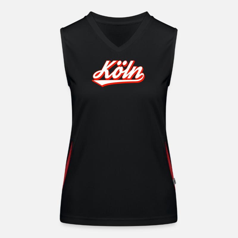 Cologne lettering design with red contour Women's Functional Contrast Tank Top