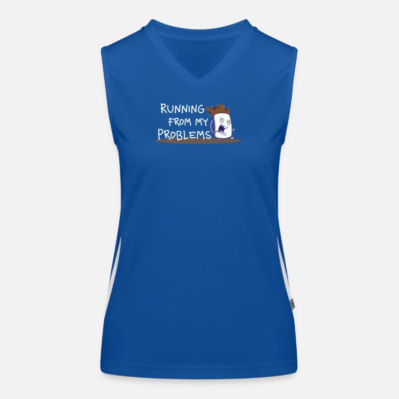 Running from My Problems – Coffee Cartoon Women's Functional Contrast Tank Top