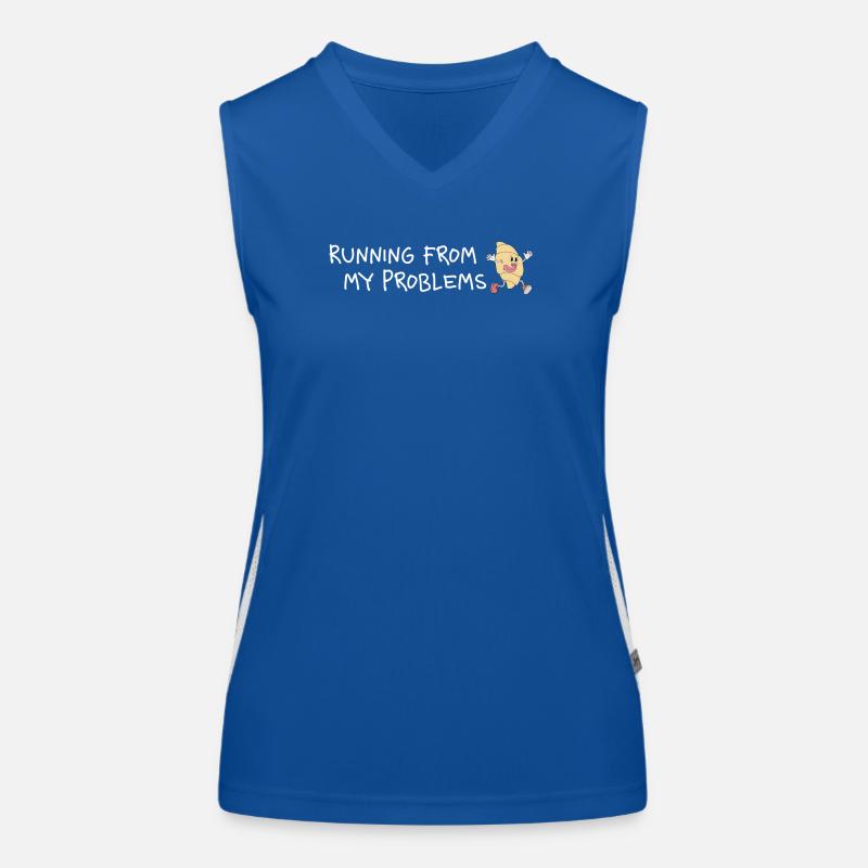 Running from my problems – Funny Croissant Women's Functional Contrast Tank Top