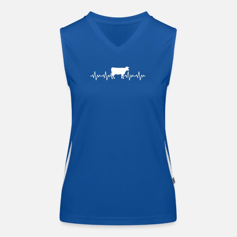 Bauer Kuh EKG Herzschlag Geschenk für Bauer oder  Funktionelles Kontrast-Tank Top für Frauen