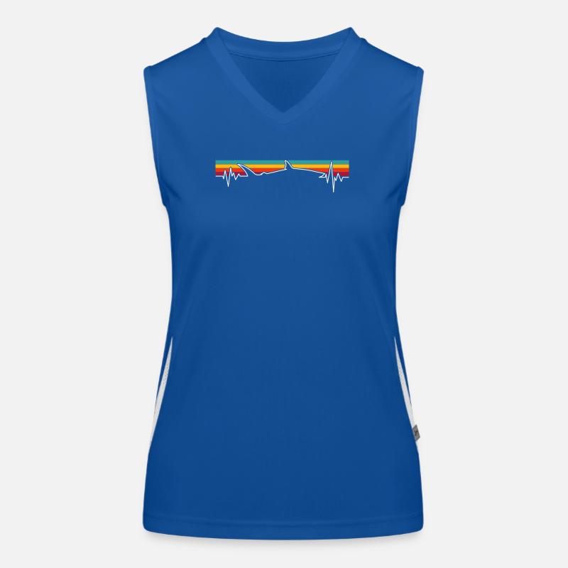 Retro Sonnenuntergang Wolf Pulse Funktionelles Kontrast-Tank Top für Frauen