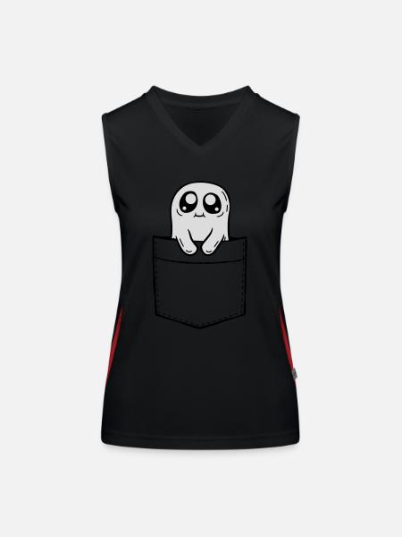 Brusttasche Geist mitnehmen Comic - Funktionelles Kontrast-Tank Top für Frauen - Schwarz/Rot - Vorne