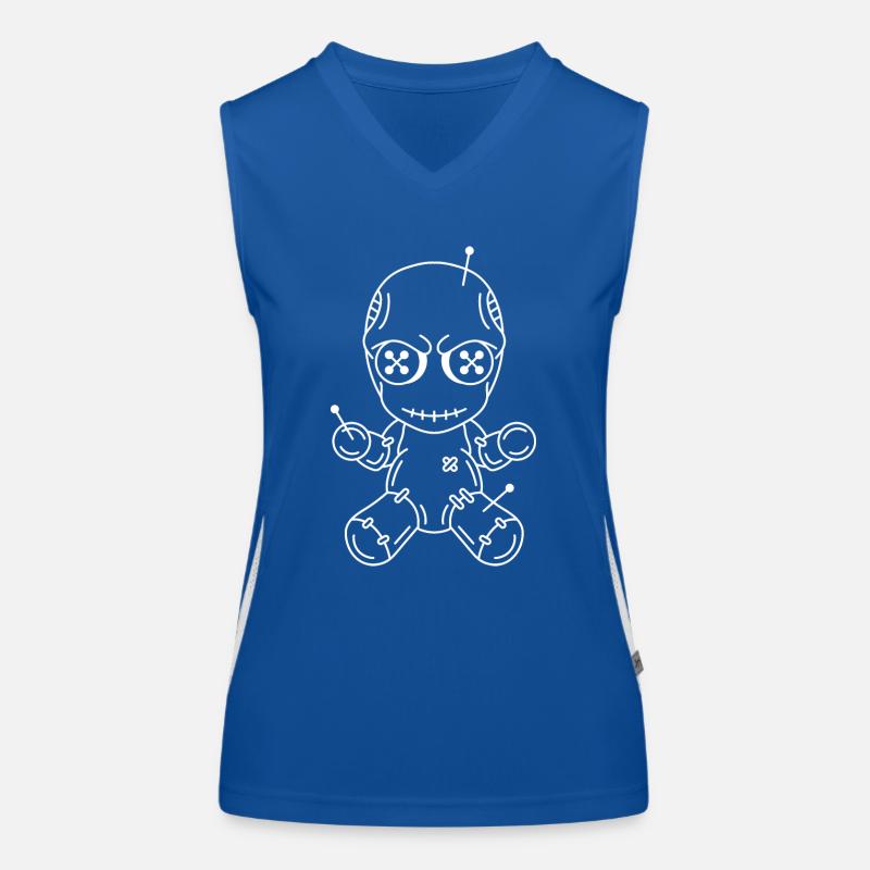 Line drawing Voodoo doll evil Women's Functional Contrast Tank Top