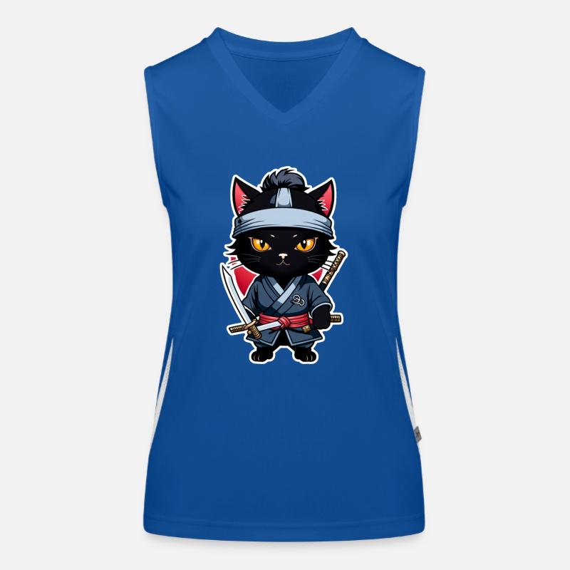 Ninja Katze - Samurai Kätzchen Funktionelles Kontrast-Tank Top für Frauen