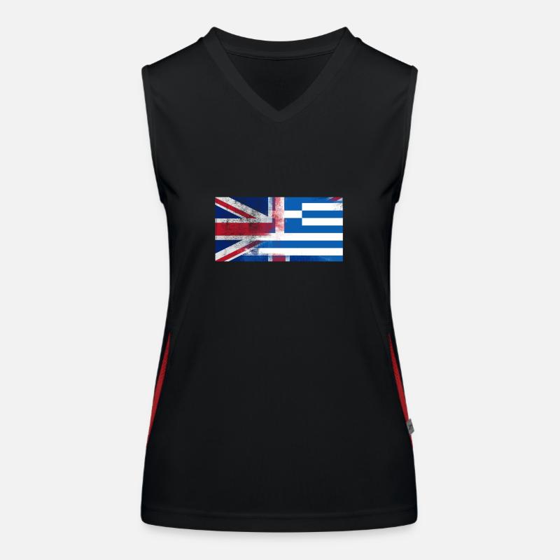 Britannique grec Grèce Moitié Royaume-Uni Drapeau Débardeur respirant contrasté Femme