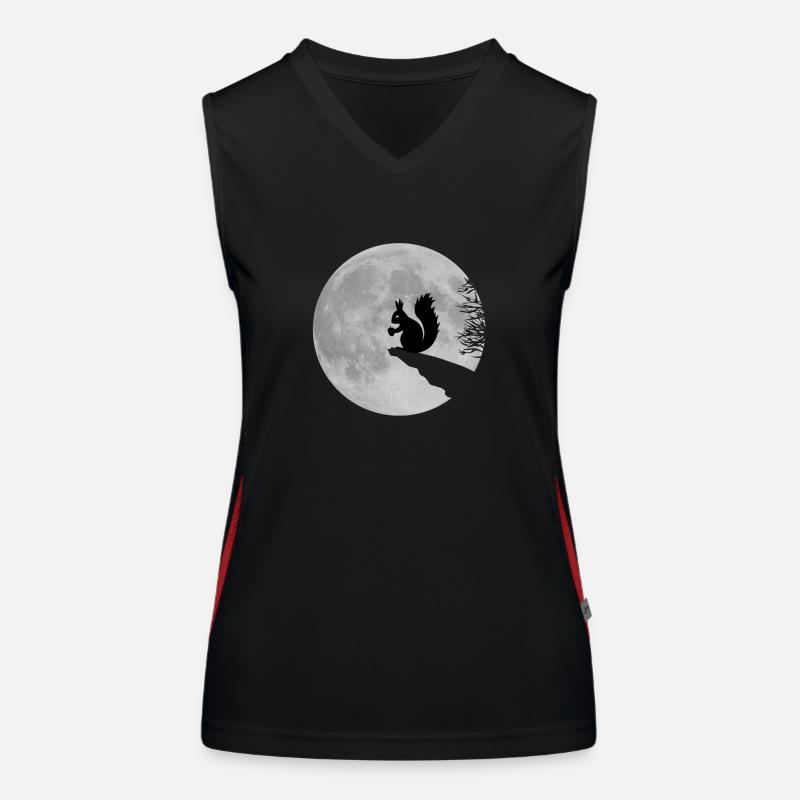 Moon squirrels full moon night Acorn Women's Functional Contrast Tank Top