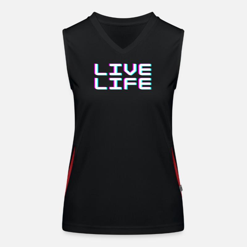 Live Life Glitch Typografie Cyberpunk Tee Funktionelles Kontrast-Tank Top für Frauen