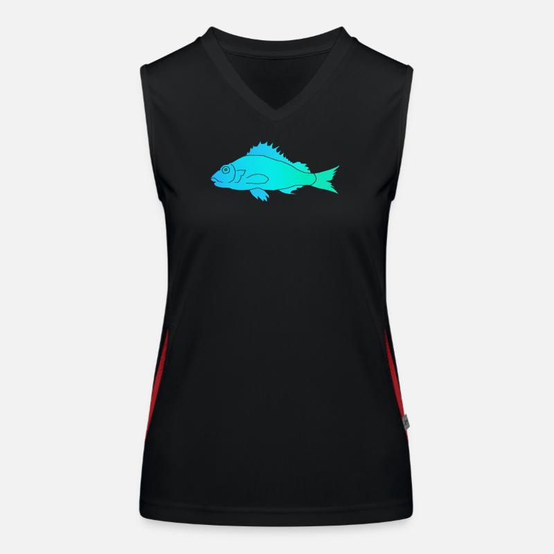 Fish with a serrated fin - Women's Functional Contrast Tank Top - black/red