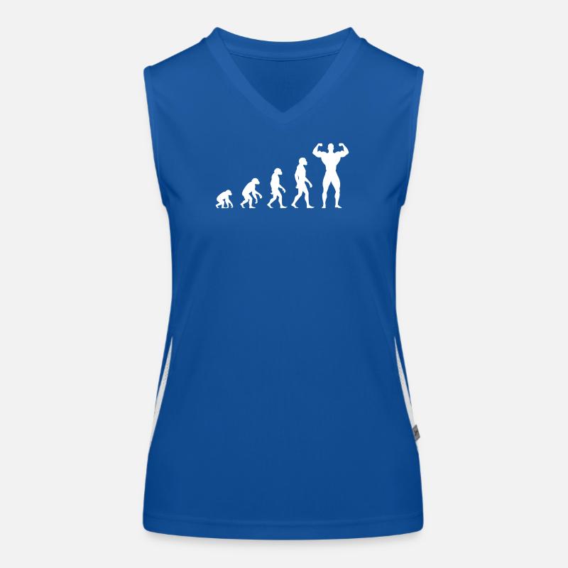 Evolution vom Urmenschen zum Muskelprotz Funktionelles Kontrast-Tank Top für Frauen