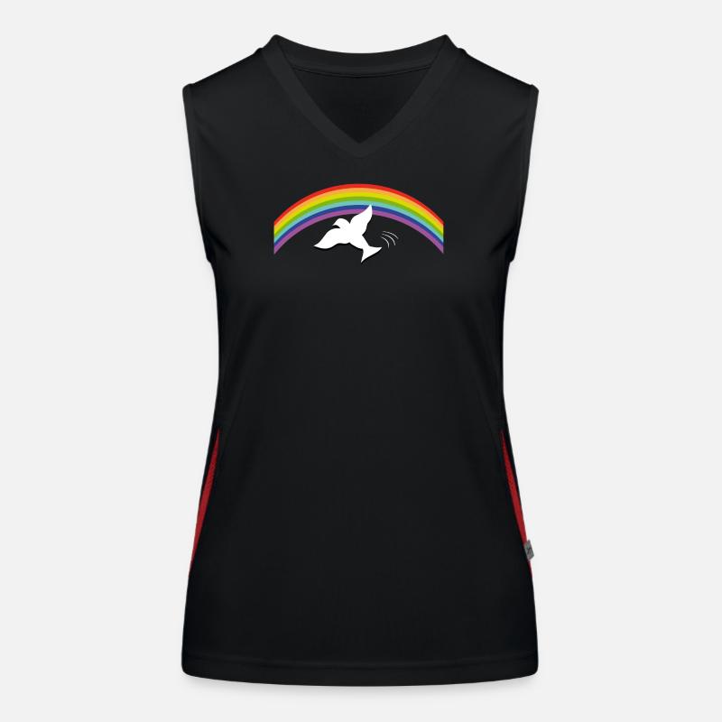 RAINBOW Regenbogen with peace dove Women's Functional Contrast Tank Top