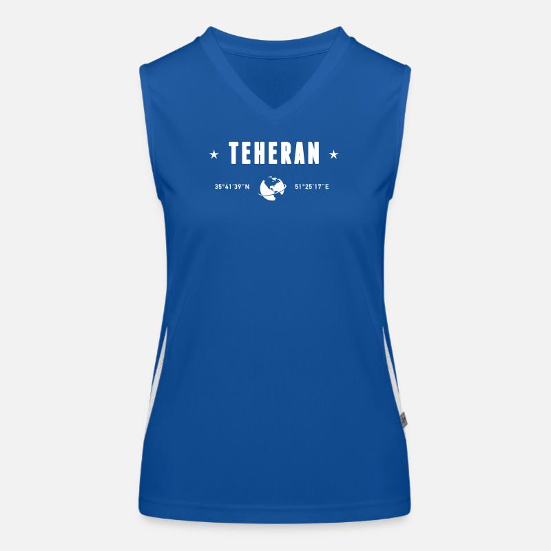 Tehran Iran Coordinates Planet Earth White Women's Functional Contrast Tank Top