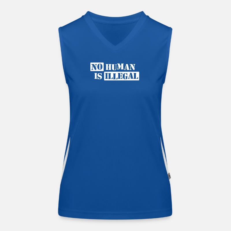 No Human Is Illegal - Kein Mensch ist illegal Funktionelles Kontrast-Tank Top für Frauen