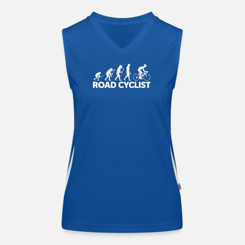Road Cyclist - Evolution mit Humor Funktionelles Kontrast-Tank Top für Frauen
