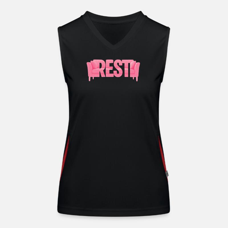 Rest Typografie Sofa Rosa Design Funktionelles Kontrast-Tank Top für Frauen