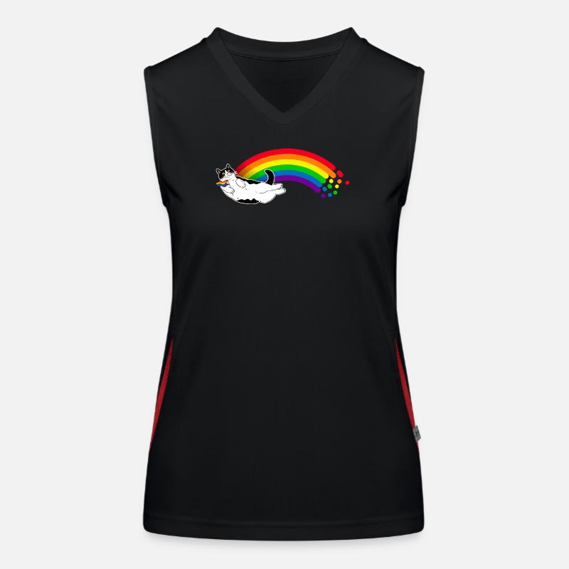 Regenbogen-Katze Funktionelles Kontrast-Tank Top für Frauen