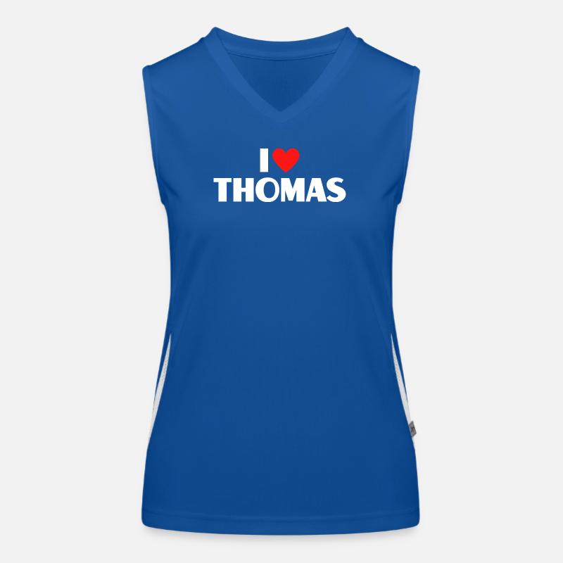 J'adore Thomas Red Heart Romantic Name Fan Débardeur respirant contrasté Femme