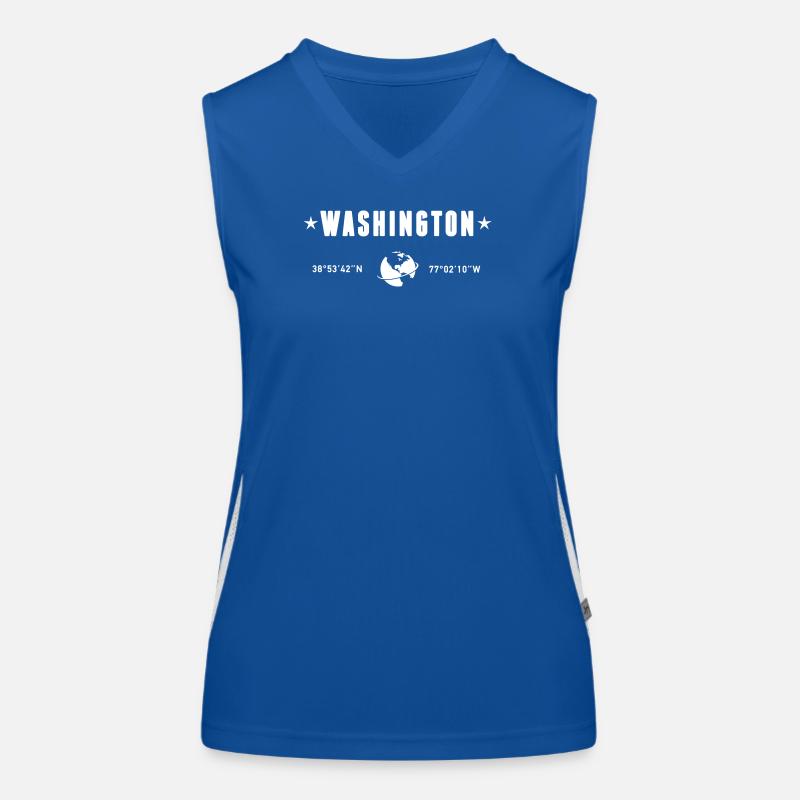 Washington DC Coordinates Planet Earth White Women's Functional Contrast Tank Top