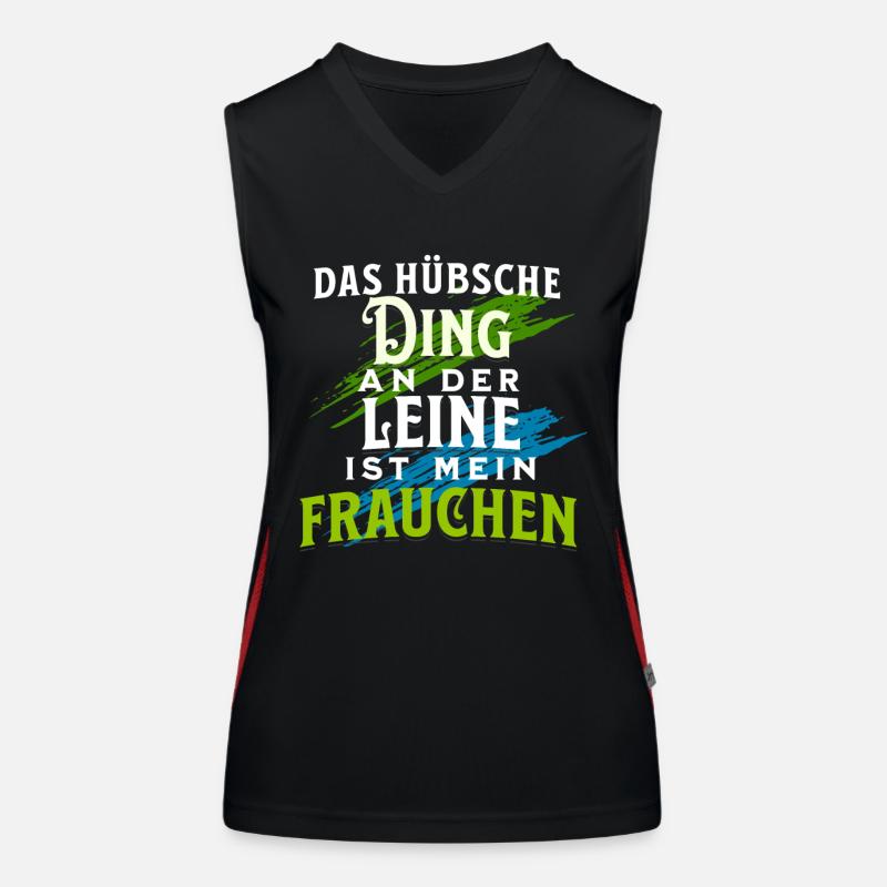 Frauchen geht Gassi mit Hund Funktionelles Kontrast-Tank Top für Frauen