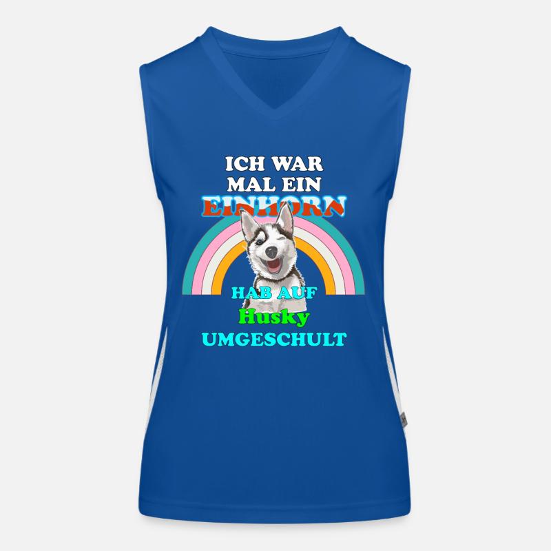 Husky Hund Husky war mal ein Einhorn Funktionelles Kontrast-Tank Top für Frauen
