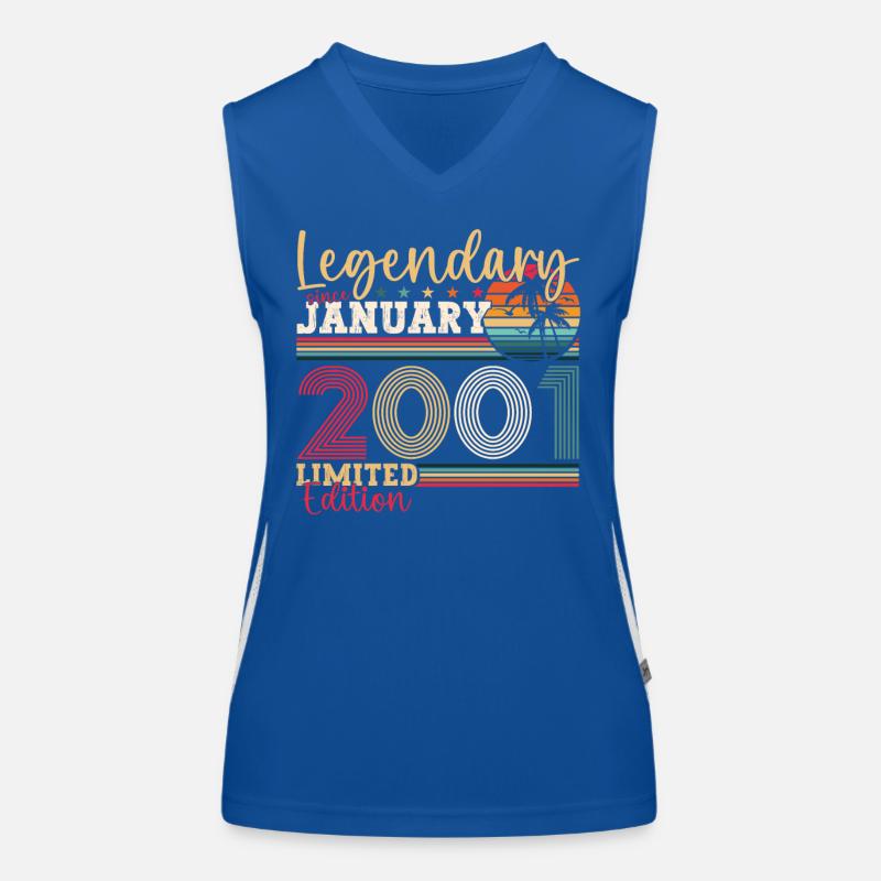 22e anniversaire né 2001 janvier cadeau homme Débardeur respirant contrasté Femme