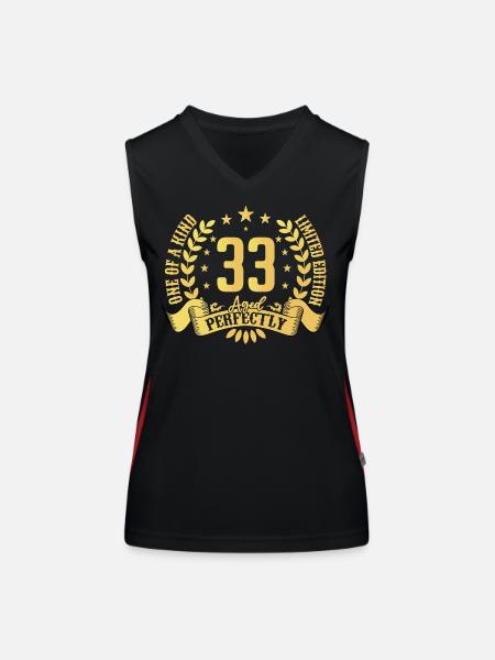 33 years birthday gift 33 years - Women's Functional Contrast Tank Top - black/red - Front