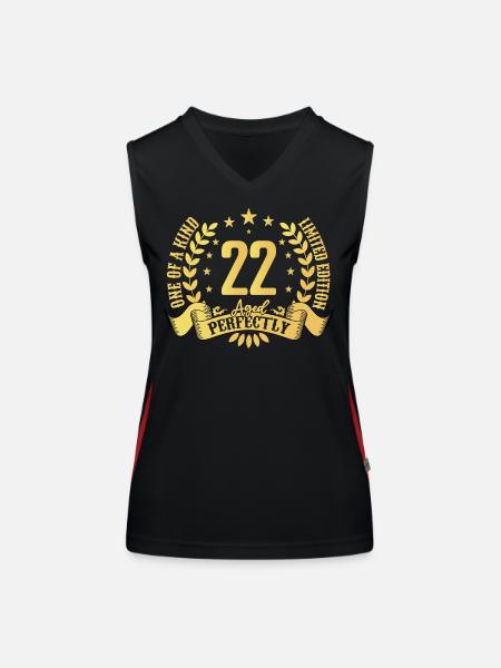 22 Jahre Geburtstagsgeschenk 22 Jahre - Funktionelles Kontrast-Tank Top für Frauen - Schwarz/Rot - Vorne