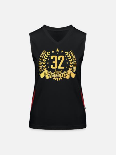 32 years birthday gift 32 years - Women's Functional Contrast Tank Top - black/red - Front